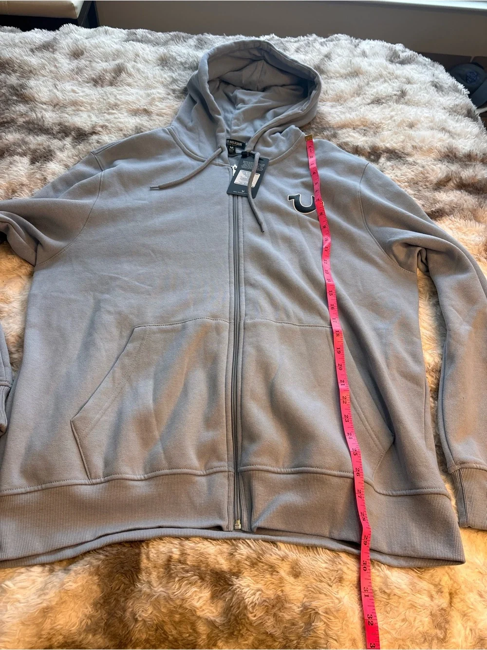 NWT True Religion Light blue Zip-Up Hoodie